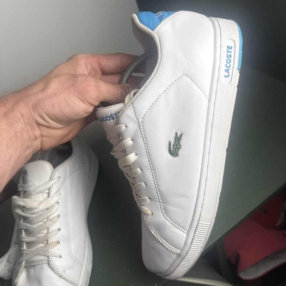 Lacoste Carnaby Evo Mens 12 White Leather Shoes Sneakers Lifestyle Casual - Picture 6 of 12